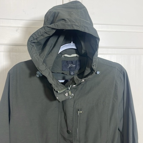 J.Crew Womens Olive Green Full Zip Snap Drawstring Hooded Cargo Utility Jacket S - Picture 2 of 12